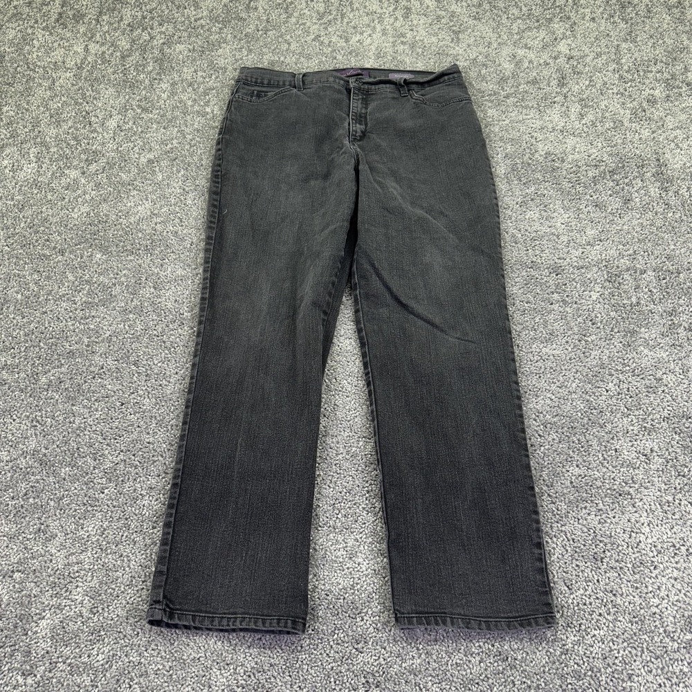 Gloria Vanderbilt Jeans Womens 14 Gray Amanda High Rise Straight Stretch Denim